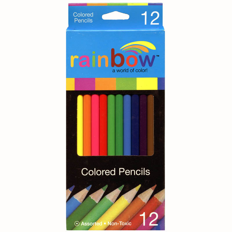 1/12Pack Rainbow Colored Pencils Multicolored 7 in 1 Black Wooden Bulk –  AOOKMIYA