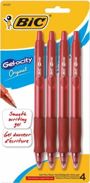 Bic Retractable Gelocity Gel Pen, Red (4 pack) RLCP41