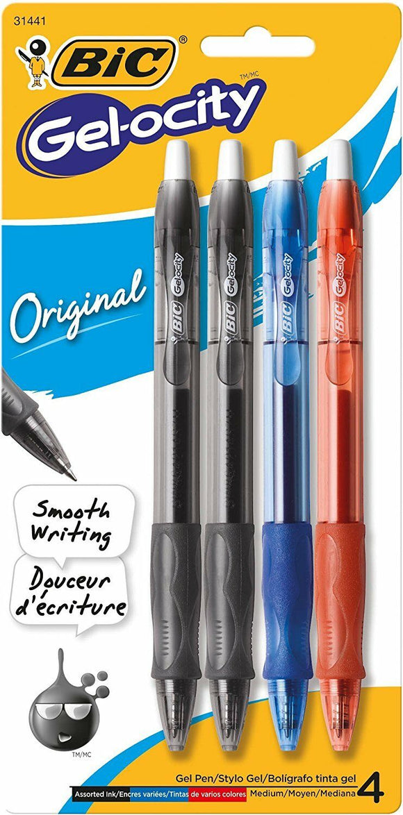 Bic Gelocity Retractable Gel Pen, Assorted (4 pack) RLCP4A