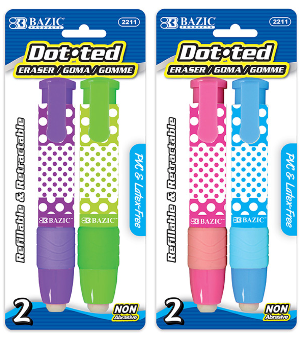 Glitter Click Top Eraser (24/unit), #4185 (B-10) –