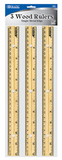 12" Inch Wood Ruler (12/unit), #306 (B-52)