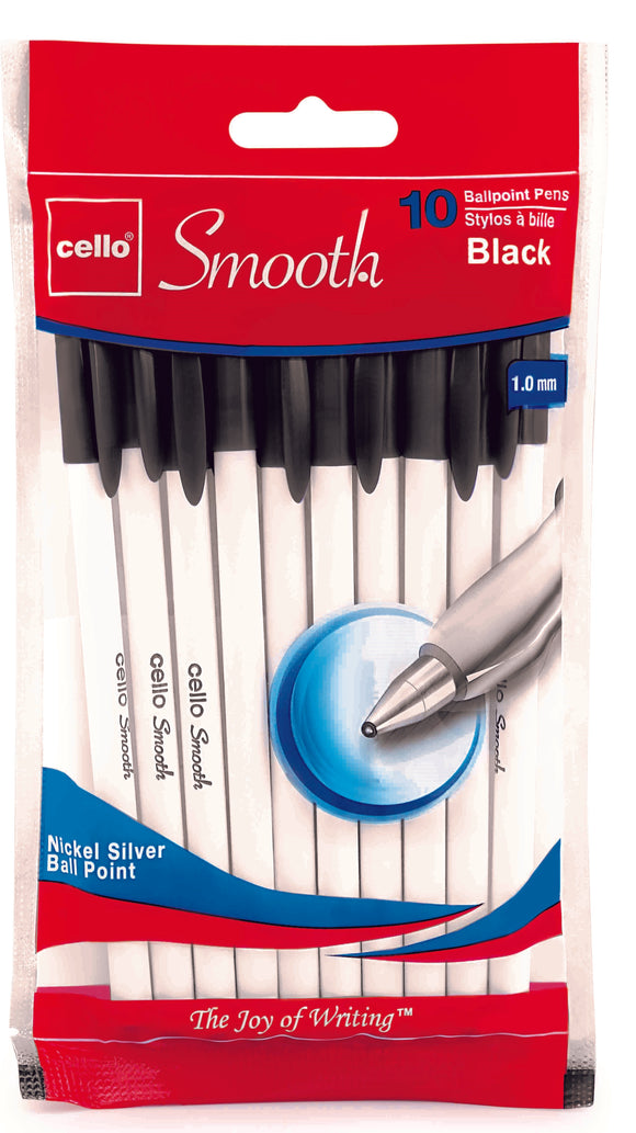 Cello Smooth Stick Pen, black 10 pack #153123W, A-1