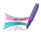 BIC Soft Feel Fashion Retractable Ballpoint Pen w/Grip, 2 Pack #7534041, (12/2 packs per), J-4