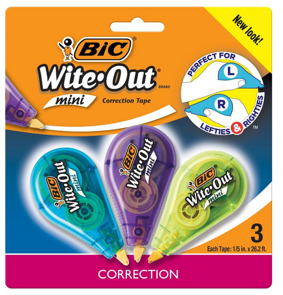 Bic 3pk Mini Wite-Out Correction Tape #WOTMP31
