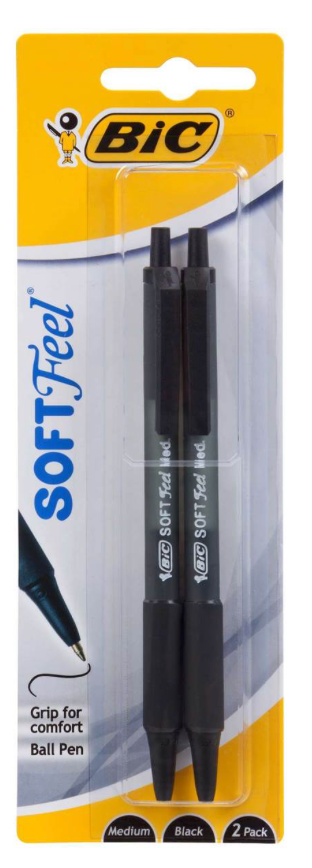 Bic Soft Feel Retractable Pen, Black 2 Pack $.99 Pack –