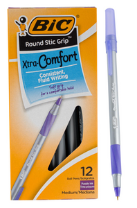BIC Round Stic Grip Purple Ink Pen, 12ct. Bic