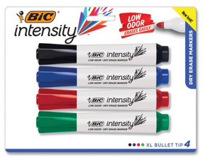BIC Great/Dry Erase Markers, Assorted, 4/Set