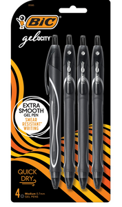 BIC Gel-ocity 4pk Gel Pens Medium Black Ink