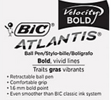 Bic Atlantis 1.6mm BOLD Retractable Pen, 2 pack Black , VCGP2