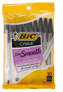 Bic Cristal Xtra Smooth Stic Pen, Black (10 pack), MSP10BK, K-6