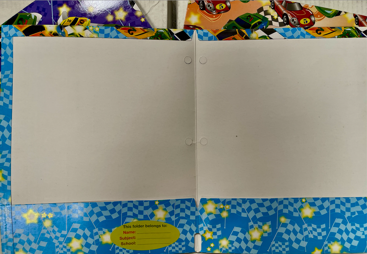 Race Car Pocket Folders, 6 per unit, #2711 – StudentSupply.com