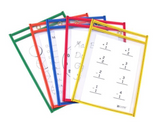 Reusable Dry Erase Pockets - 9"x12" Single, Assorted Color,