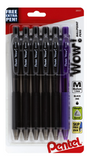 Pentel WOW Ballpoint Pens, Medium (1.0 mm), Black Ink, 20531, H-3