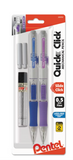 Pentel® QUICK CLICK Mechanical Pencils w/Lead & Erasers, 0.5mm, 2/Pack, G-31