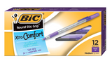 BIC Round Stic Grip Xtra Comfort Pen, 1.2mm, Purple, GSMG11-PPL, OS