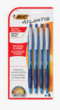 BIC - Atlantis Ballpoint Retractable Pen, Blue Ink, Medium, 4 Pack, D-17