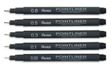 Pentel Arts Pointliner Pen, Assorted 5-pk, #27793, E-61
