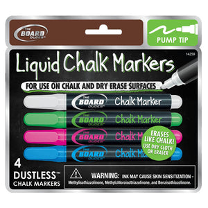 Jennakate Neon Liquid Chalk Markers 6mm Set of 8 Dust Free Wet or Dry Erase  Reversible Tip 