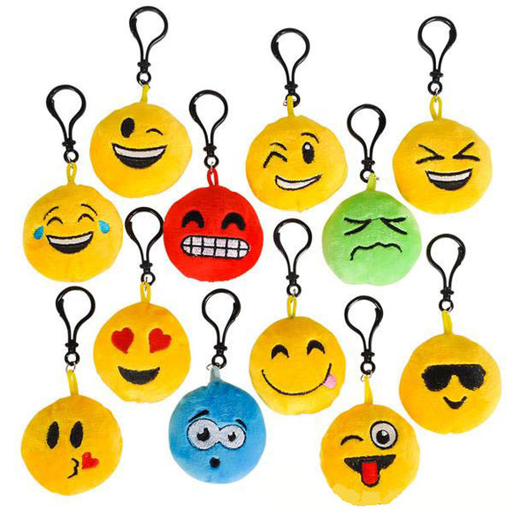 Emoji Plush Backpack Clip (24 per unit), #KC-EMOPL (E-55
