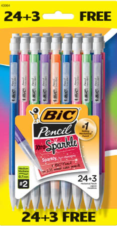 Bic Sparkle Mechanical Pencil, .7mm, 24+3 FREE! (27 pencils/unit), #43 –