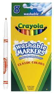 Crayola Washable Markers, Fine Pt, SSH (1 box), #587809E (E-53)