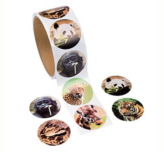 Wild Animal Sticker Roll/100, #91214