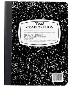 Mead Black Marble Composition Book, WR, #9910