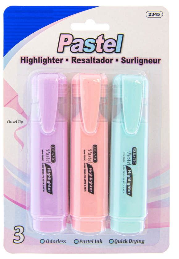 Pastel Pocket Highlighter, 12 per unit #2345, J7