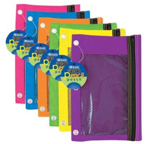 Pencil Pouch 3 Ring Binder Pouch, Assorted Color, 12 per unit #804