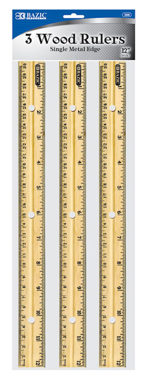 United Scientific 12 in. Ruler with Center Groove Material: Wood