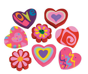 Valentine Heart-Shaped Erasers (12 per unit), #13709900 (I-11)