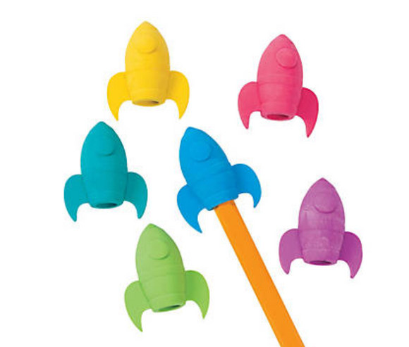 Rocket Ship Pencil Top Erasers (12 per unit), G-22