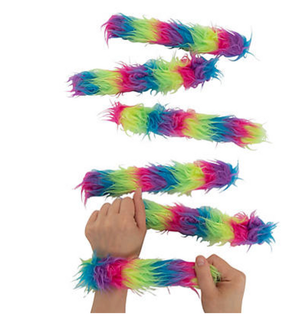 Rainbow Fur Slap Bracelets (12 per unit) #IN-14090799 (B-23)
