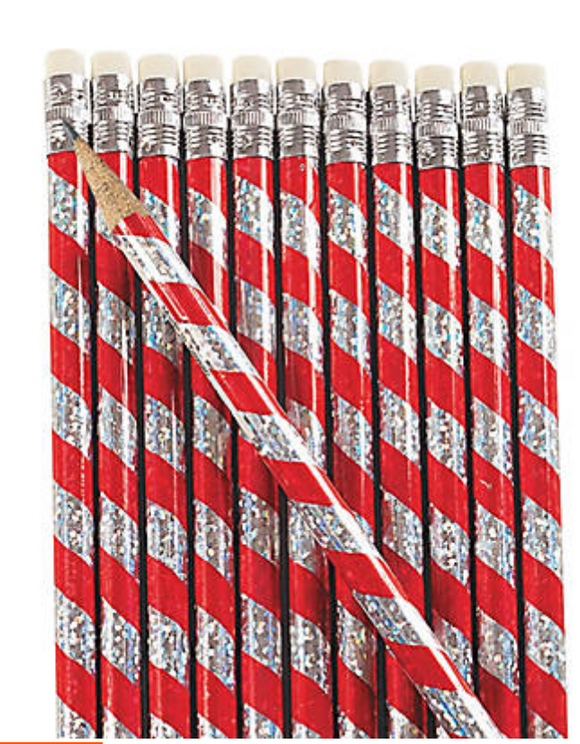 Candy Cane Woodcase Pencils (24 per unit) #17930, I-12