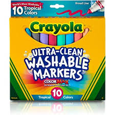Crayola Ultra-Clean Washable Markers, 10ct. Broad Pt, (1 box/unit), #587808 (E-53)